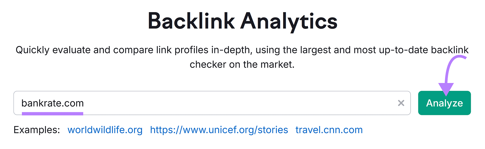 Backlink Analytics tool start